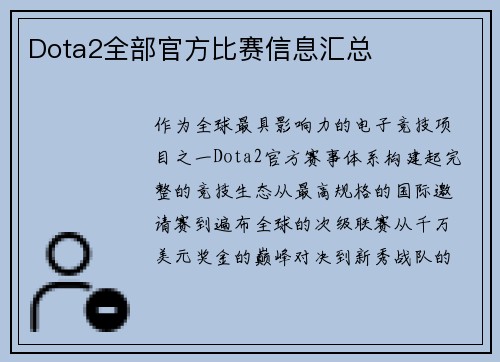 Dota2全部官方比赛信息汇总