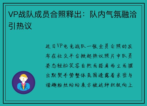 VP战队成员合照释出：队内气氛融洽引热议